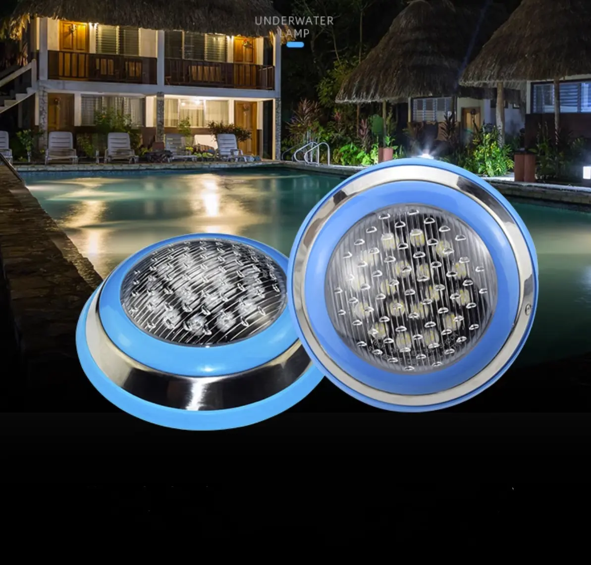 Thép không gỉ không thấm nước LED hồ bơi ánh sáng IP68 12V màu xanh Dưới Nước Đèn hồ bơi