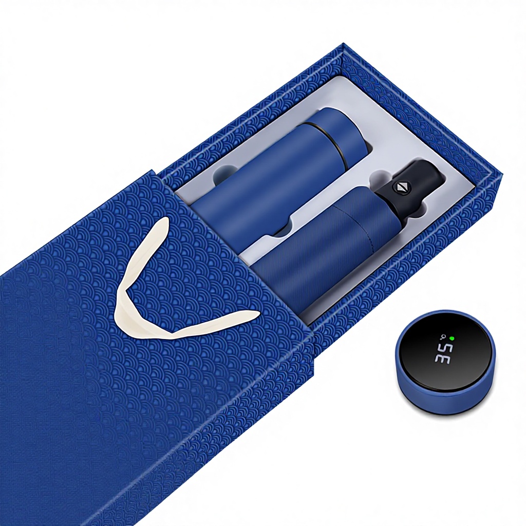 Cup + umbrella + blue drawer gift box