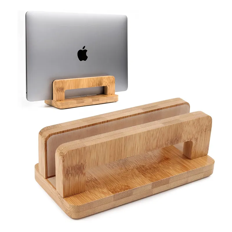 Регулируемый деревянный держатель для ноутбука, Бамбуковая вертикальная подставка для ноутбука, нескользящая док-станция для ноутбука, совместимая с планшетами Apple MacBook IPad