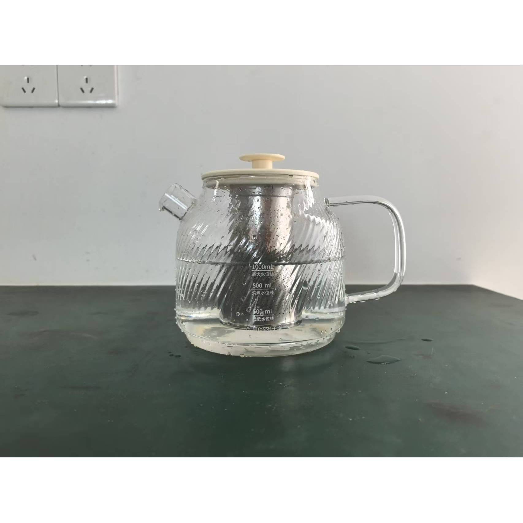 Glass teapot lid tea strainer