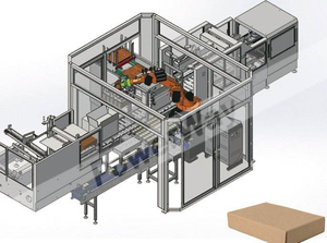 Máquina de embalagem automática do caso do braço do robô, linha de embalagem da caixa do conjunto do braço do robô