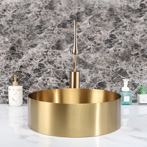 现代圆形浴室容器水槽不锈钢盆，带弹出式排水器 - Product Image 5