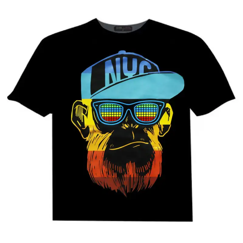 Camisetas personalizadas OEM con luces Led, gran oferta, camiseta de Dj, camisetas de polietileno para hombre, camisetas con logotipo personalizado impreso, camiseta de Hip Hop