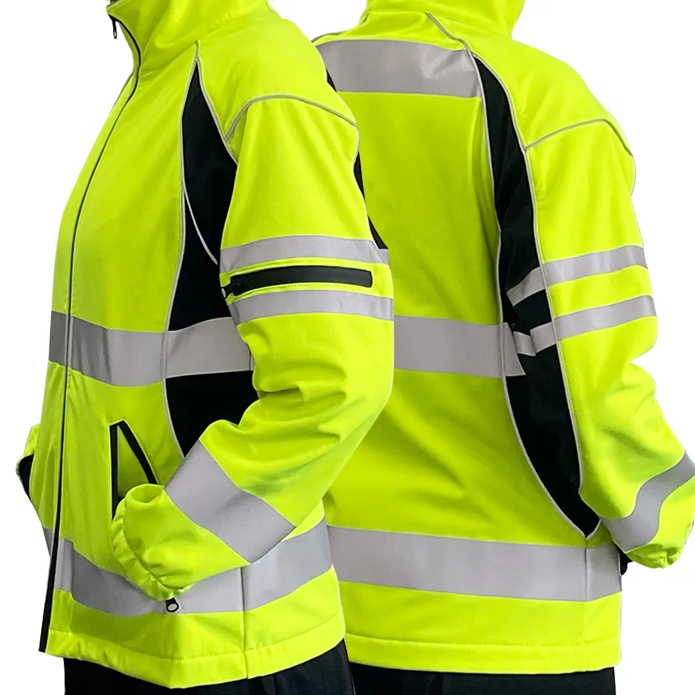 Custom Warm And Windproof Engineering Hi vis Safety High Visibility Reflective Safety Jackets Softshell With Pocket