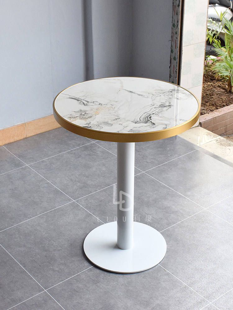 Cold jadeite slab + white steel plate base