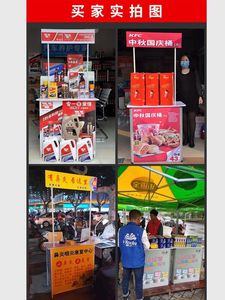 促销柜台桌子木制折叠设计，带铝框架，用于展示和活动 - Product Image 4