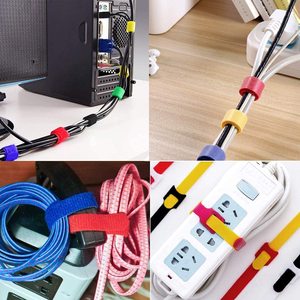 Reusable Back to Back Cable Tie <strong>Customized</strong> Logo <strong>Hook</strong> and <strong>Loop</strong> <strong>Strap</strong> Cable Zip Tie Nylon Self-locking Acccept Sticky Back Tape - Product Image 2