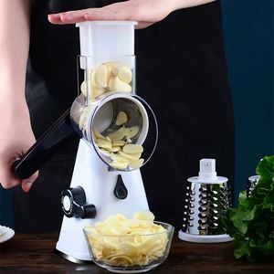 2024 3 in 1 Vegetable Mandoline Slicer <strong>Swift</strong> Rotary Drum Grater Nut Shredder Veggie <strong>Cutter</strong> Peeler Spiralizer Cheese Chopper - Product Image 1