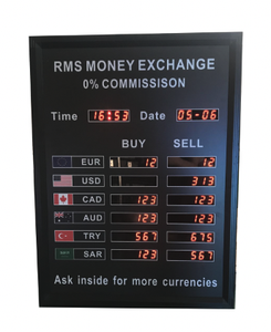 Personalizzato AUD USD EUR CYN Cash 5 digitals telecomando display a led ad alta definizione display della scheda del tasso di cambio di valuta