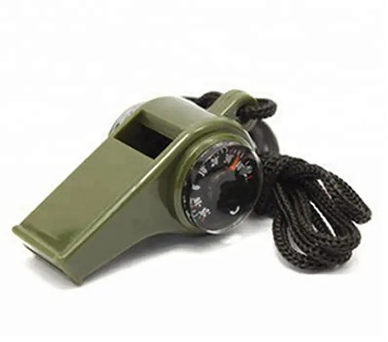 3 IN 1 Plastic Multifunction Whistle Compass Thermometer Outdoor Emergency KIT Survival Whistle