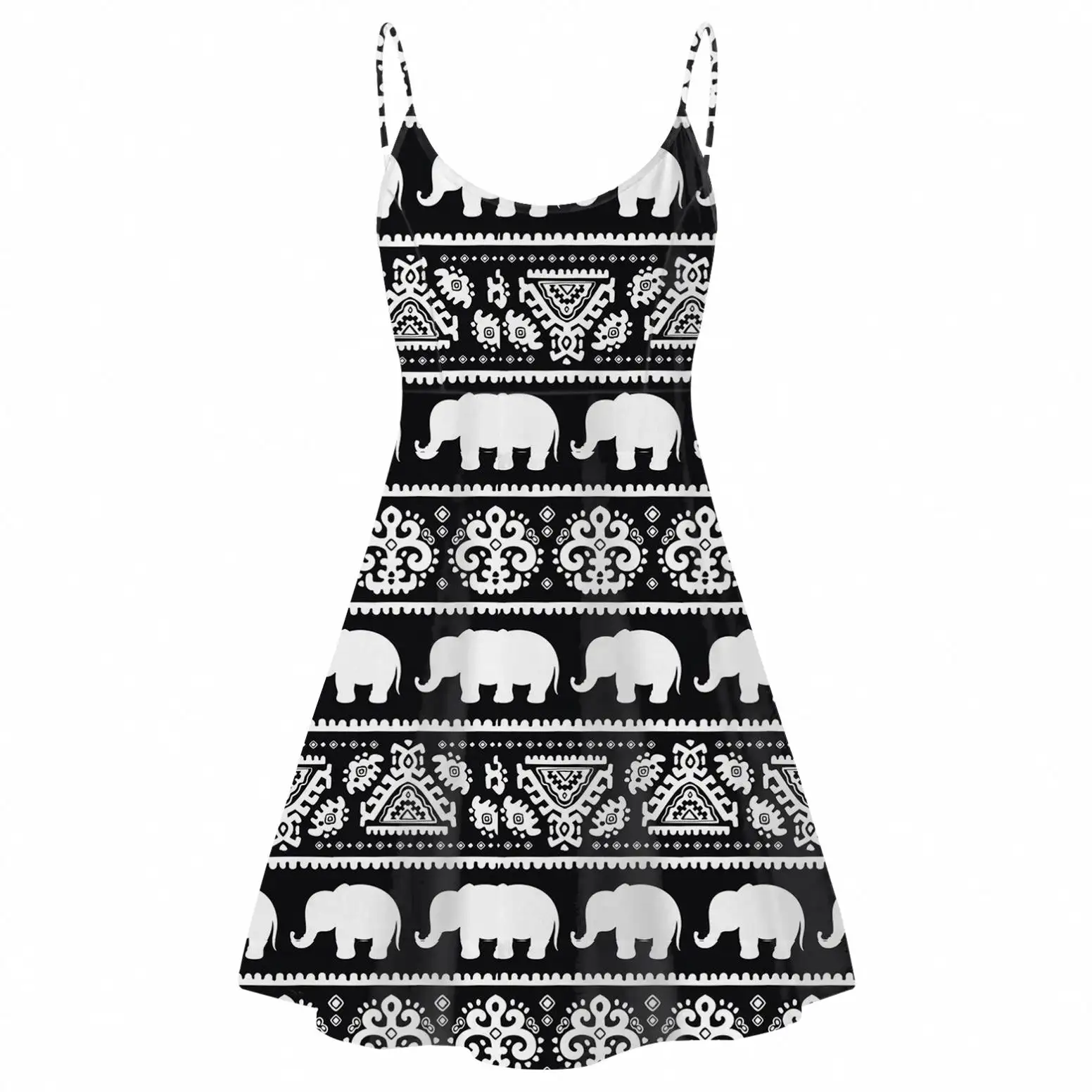 Vestido de látex sin mangas para mujer, estampado de elefante azteca, informal, estampado Tribal, personalizado