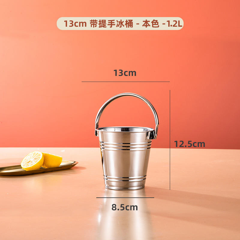 Mini seau portatif argenté 13cm de casse-croûte