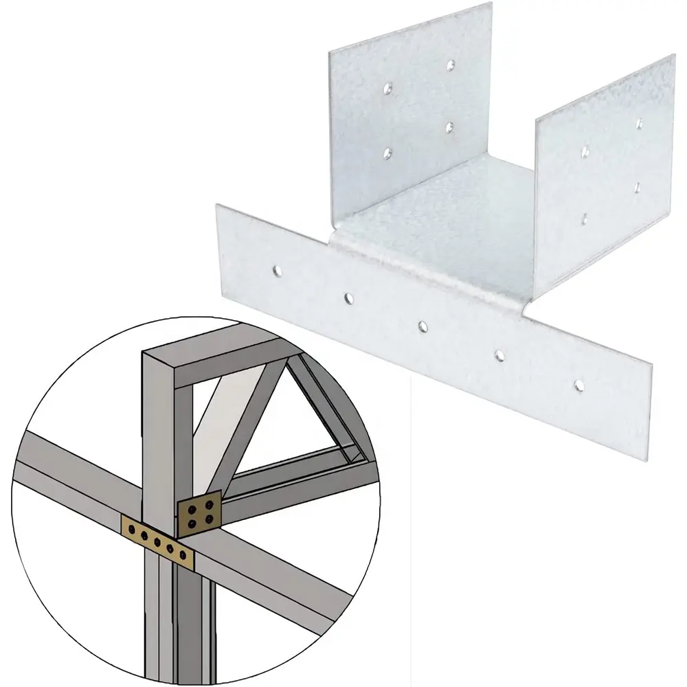 Jauge de suspension en-tête, solive Tie Fit Post ancre connecteur Post toit Tie supports de montage en acier Support maison en bois