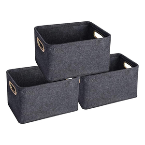 Cảm thấy hộp lưu trữ có thể gập lại ngăn kéo bé vải giặt đồ chơi tổ chức Lưu trữ giỏ với khoen xử lý cho kệ - Product Image 1