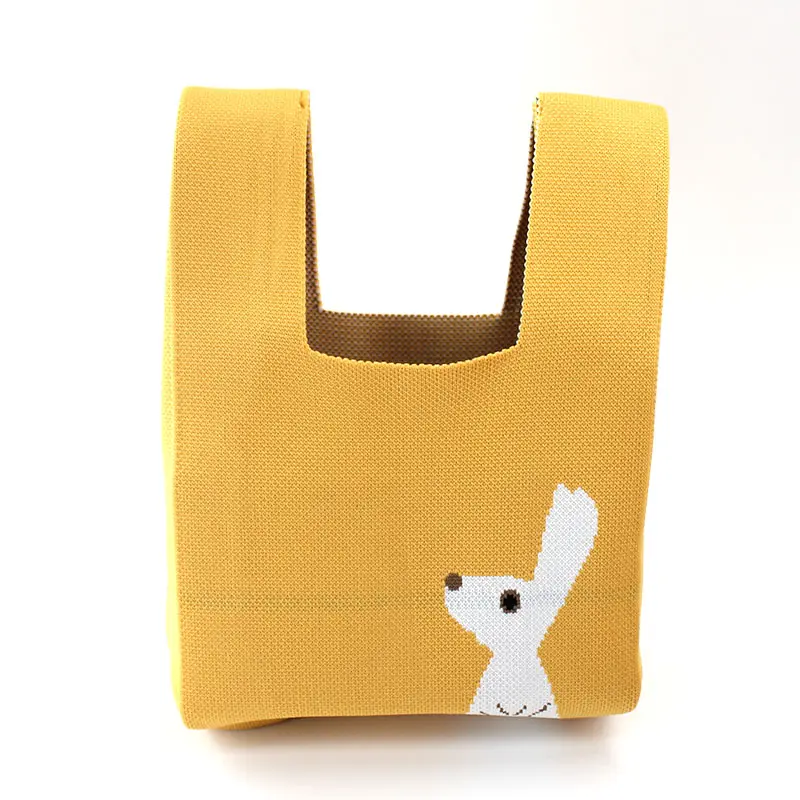 Cute kangaroo wrislet bags travel custom daily casual gift tote bags women fashion knitted handbags for ladies