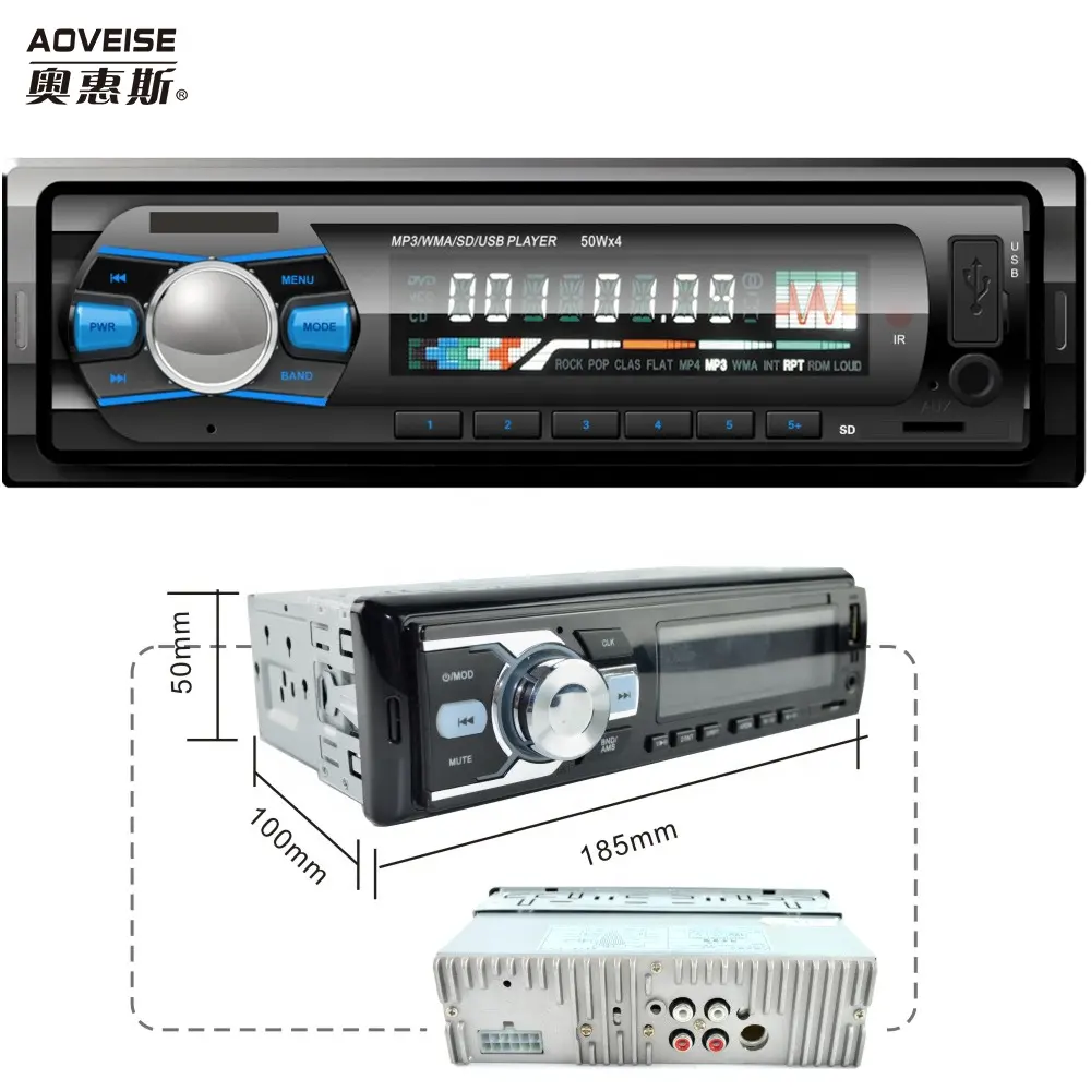 AOVEISE-conector de Audio estéreo para coche, 12V, 1 DIN, Radio FM, BT, sistema MP3, manos libres, AUX, USB, TF, bienvenido, SKD