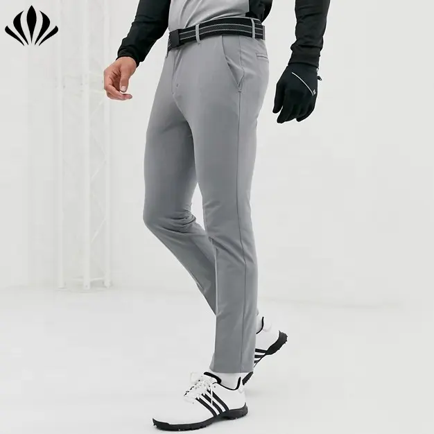 थोक डिजाइन गोल्फ परम पतला हल्के पतलून पक्ष जेब में पुनर्नवीनीकरण पॉलिएस्टर Mens गोल्फ पैंट ग्रे