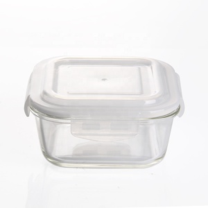 <strong>Rectangular</strong> Glass <strong>Container</strong> Airtight Lunch Bento Box with Plastic Cover - Product Image 2