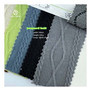 รูปแบบที่กำหนดเอง98% โพลีเอสเตอร์2% แปนเด็กซ์ถักนุ่มข้าม X Jacquard Hacci ผ้าฤดูหนาวเสื้อกันหนาวผ้า220gsm สีเทา - Product Image 1