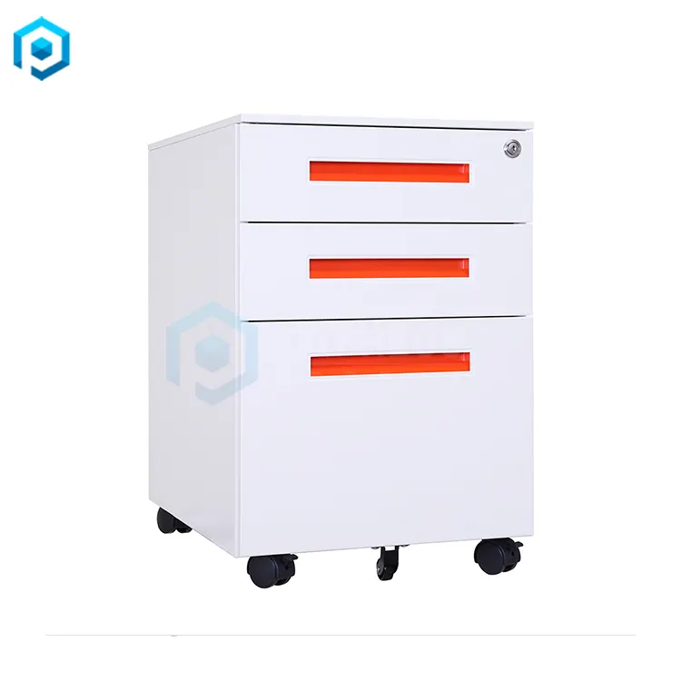 Base per scrivania bianca sotto il tavolo in metallo cassetto per archiviazione deposito in acciaio 3 cassetti piedistallo Mobile