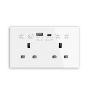 YUESHAPE Tuya Smart ZigBee Power Statistical Socket 20A con USB Tipo C Panel de vidrio Multifuncional Doble WiFi Smart Socket - Product Image 1