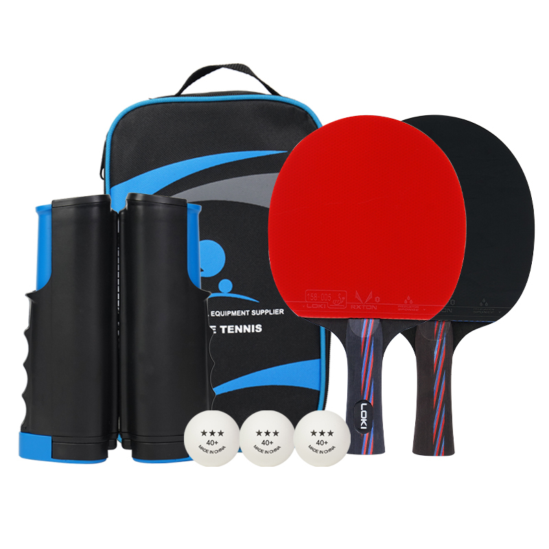 Set de tennis de table en caoutchouc rouge/noir