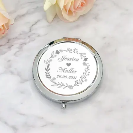 Bomboniera personalizzata argento specchietti compatti specchio per il trucco tascabile nome inciso personalizzato bomboniera regalo per gli ospiti di nozze