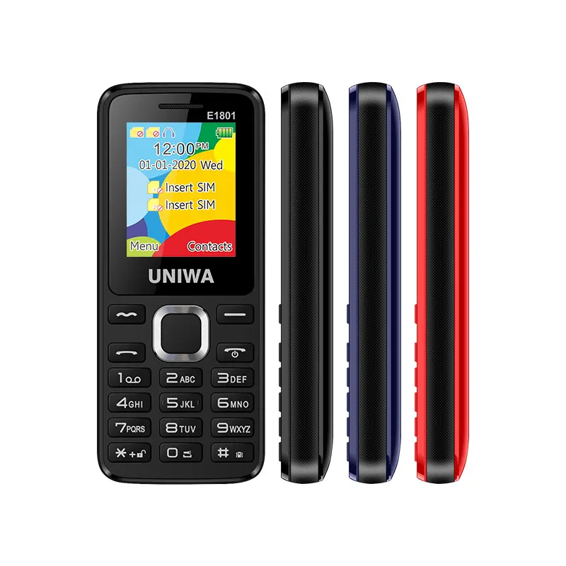 2023 Venta caliente 1,77 pulgadas barato nuevo teléfono móvil 2G GSM SIM teléfono móvil gratis UNIWA E1801