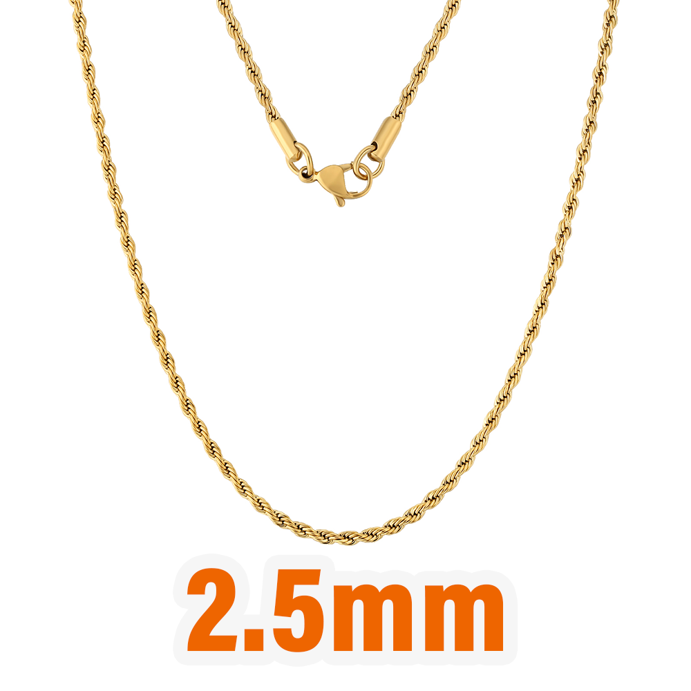 Catena a corda in oro da 2,5 mm