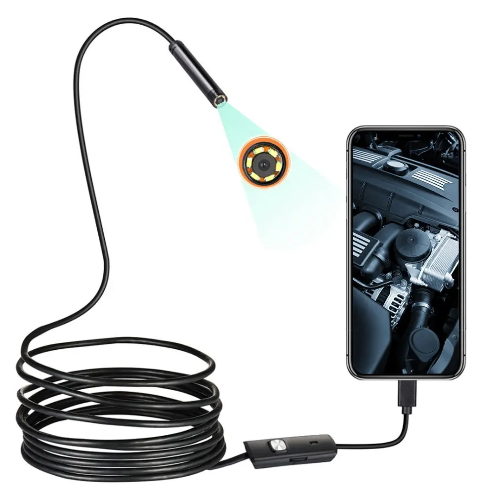 Endoscopio Industrial Android 3 en 1, 7MM, USB/Micro USB/tipo-c, boroscopio, cámara de inspección, impermeable para teléfono inteligente