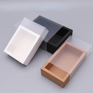 Tốt Kraft Giấy Hộp Quà Tặng Rõ Ràng PVC Cửa Sổ Tinh Tế Ngăn Kéo Hiển Thị Cho Đám Cưới Đảng Kẹo Bao Bì - Product Image 1