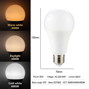 หลอดไฟ LED A70ดีไซน์ทันสมัย AC220-240V 20W 3000K/4000K/6000K ส่งตรงจากโรงงานผลิตไฟบ้าน E27ฐาน B22ตัวพลาสติก - Product Image 2