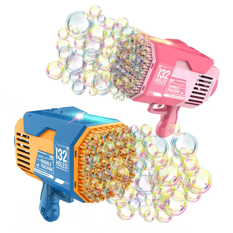 Nanchang Auyan 132-hole Gatling Kids Gift Handheld electric bubble machine glow boy led light bubble gun