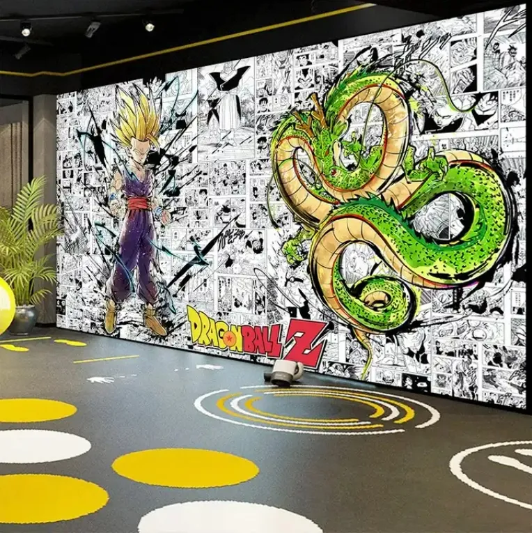 Oturma odası iç dekorasyon için japon ejderha animasyon duvar kağıdı