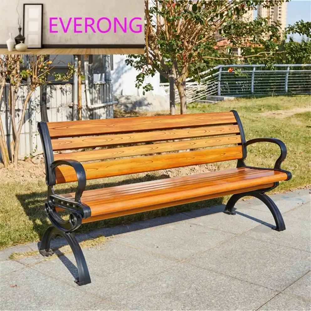 cast aluminum bench leg wood grain solar park bench outdoor furniture long metal bench for public park,case aluminum furniture