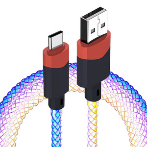 66W 3 in 1 LED充電ケーブル、RGBグローイング高速充電コード照明/タイプC/マイクロUSBケーブル (i-Phone、Samsung、Huawei、Android用) - Product Image 1