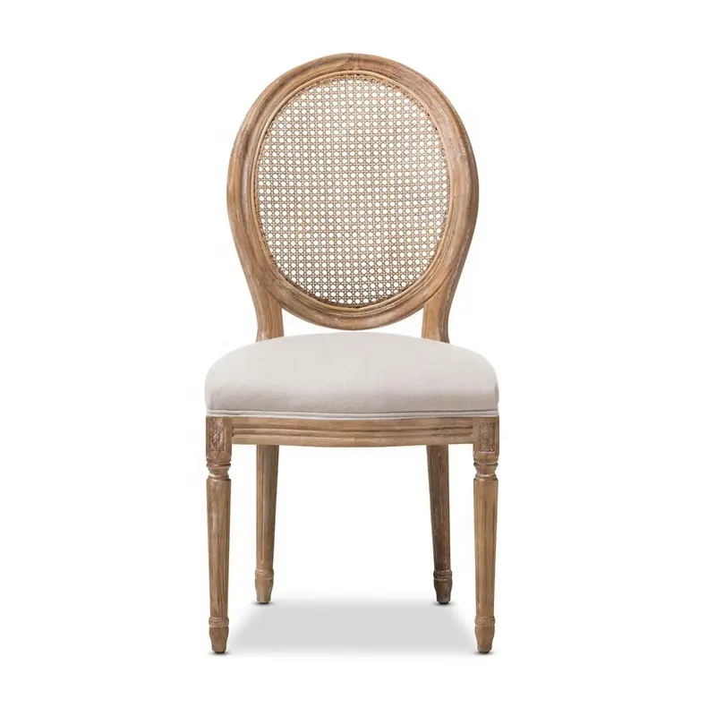 Chaise de salle à manger à dossier rond, avec cadre en bois, Style français, vintage, Louis Xvi