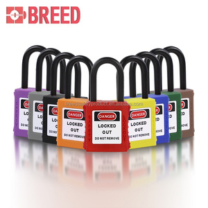 10 colori 38mm blocchi di sicurezza industriali e chiavi lucchetto Tagout in plastica con tasti Master o logo Laser funzione antipolvere - Product Image 1