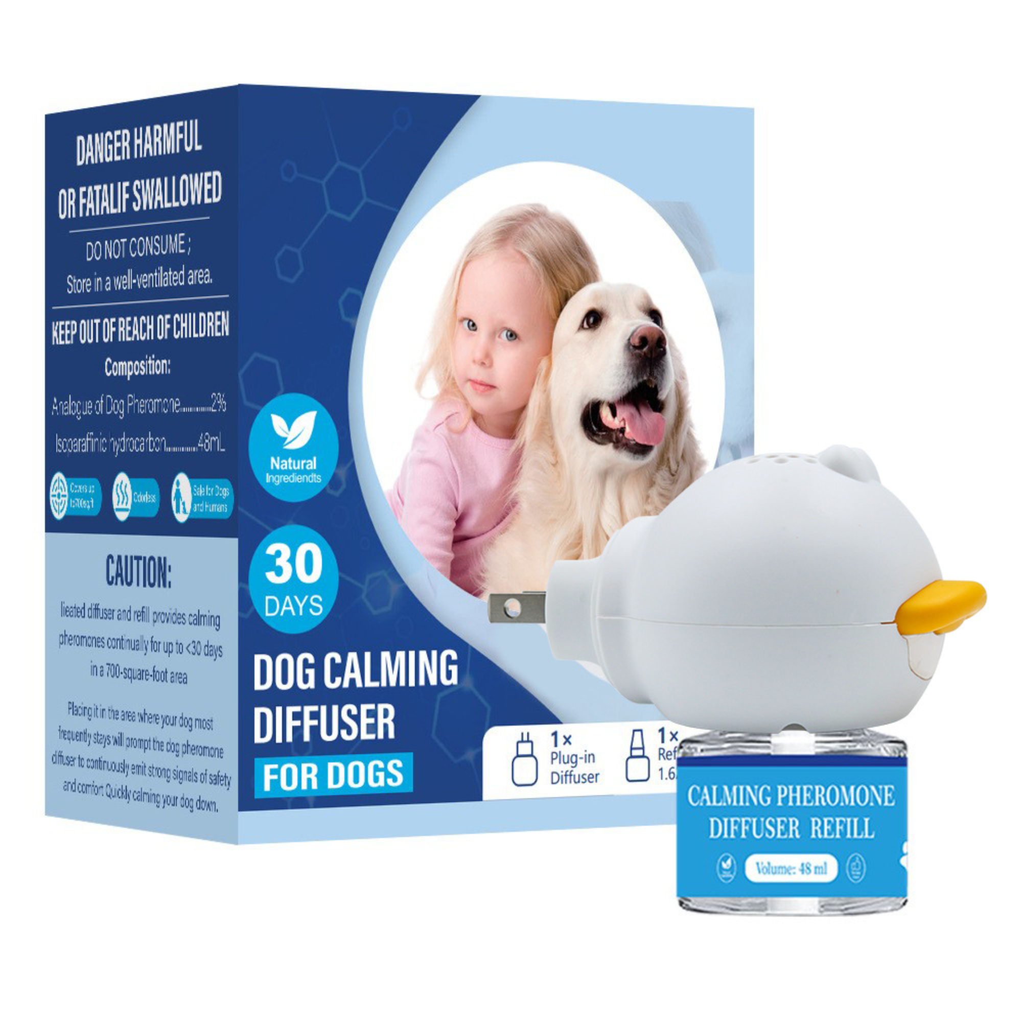 Norme américaine - Liquide calmant et apaisant pour chien (1 unité + 1 liquide)