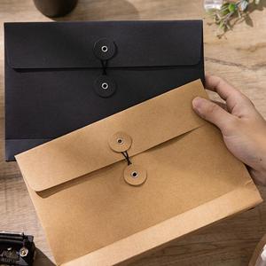 Benutzer definierte T-Shirt Papier Einkaufstasche Verpackung Kraft papier Datei Tasche Verpackung Umschlag mit Seil Knopf Schnur Verschluss mit Logo - Product Image 6