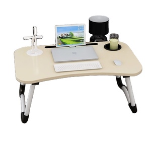 Escritorio de cama multifunción con carga Usb, mesa de ordenador portátil plegable de madera, versión actualizada