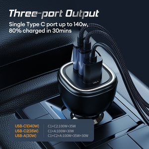 Adaptador de cargador de coche de 3 puertos con supercarga PD 165 de 3,1 W, adaptador de cargador de coche rápido tipo C para teléfono móvil, salida de 55W, Compatible con Samsung - Product Image 4