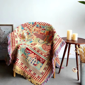 Newest 80polyester 20cotton Cheap Wholesale Bohemian Geometry Knitted Throw <strong>Blanket</strong> - Product Image 1