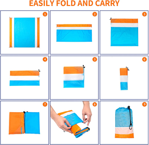 Lightweight Sand Proof <strong>Beach</strong> Blanket Oversized <strong>Beach</strong> Accessory Picnic <strong>Mat</strong> with Storage Pockets, <strong>4</strong> Anchor Loops &amp; Metal Stakes - Product Image 3