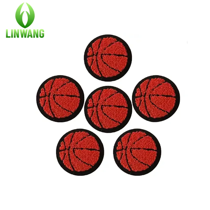 Parches de chenilla para baloncesto, parches de hierro para pelota deportiva, chenilla de baloncesto, Parche de apliques para manualidades, chaquetas, ropa, sombrero