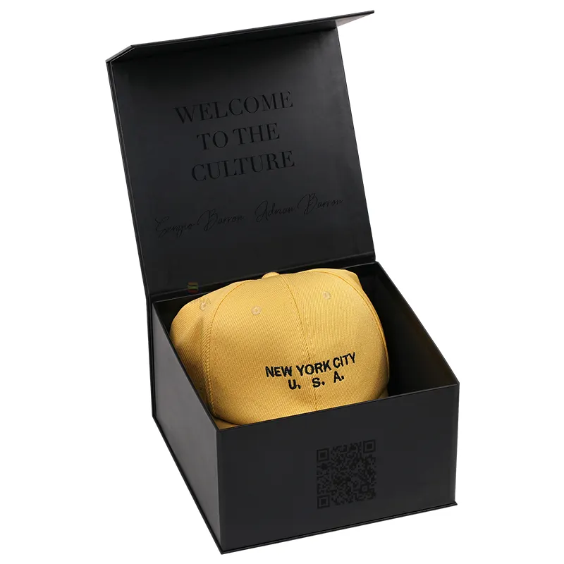 Custom Logo Baseball Cap Hat Snapcap Paper Box Packaging Rose Gold Magnet Foldable Gift Box With Lid