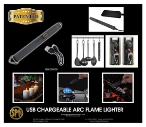 长金属工厂新设计低噪音批发USB C型充电电弧火花厨房打火机带电池指示器 - Product Image 6