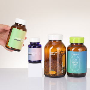 ขวดแก้วใส่ยาเม็ด ผลิตภัณฑ์เพื่อสุขภาพ สีชา ขนาด 100 มล. 200 มล. 400 มล. 500 มล. พร้อมฝาพลาสติกแบบพลิก - Product Image 6