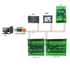 Módulo de colector de corriente de entrada analógica 8-24CH 4-20MA a RS485, placa MODBUS RTU para Sensor de presión de termopar PT100 K DC 12 24V - Product Image 3