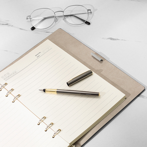 Executive A5 Cloth-Bound <strong>Notebook</strong> Hardback <strong>with</strong> Pen Holder &amp; Card Slot | Black Spiral Square Grid Pages - Product Image 6